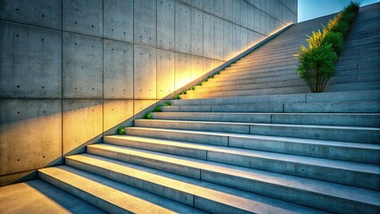 Simple Concrete Stairs - Modern Architectural Detail Stock Photo