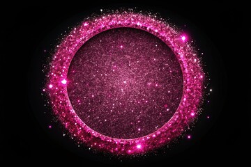Sparkling Pink Glitter Circle Background, Shimmering Pink Orb, Festive Pink Circle Texture