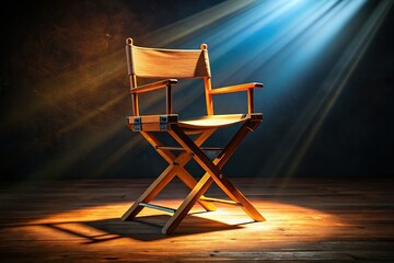 Spotlight on Wooden Director's Chair: Cinematic Stage Setting