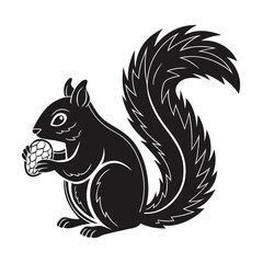 Obraz premium Elegance in Black Squirrel Silhouette Squirrel Icon
