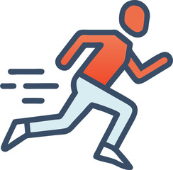 Man running, jogging, track, sprint, marathon, activity color editable logo icon stock vector image sign symbol isolated on a white background. flat design for web or mobile app