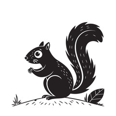 Obraz premium Elegance in Black Squirrel Silhouette Squirrel Icon