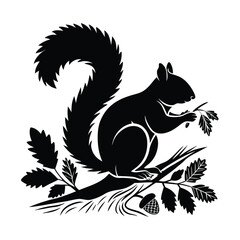Obraz premium Elegance in Black Squirrel Silhouette Squirrel Icon