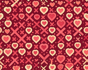 Fototapeta premium Red and Pink Heart Pattern. Seamless Background Design