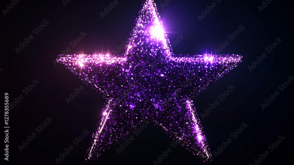 Poster purple star light flare vector twinkle glow effect. bright camera flashlight glitter spark. isolated