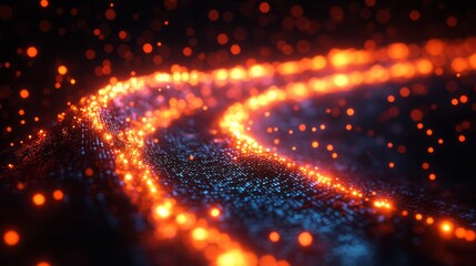 Glowing Fiber Optic Strands Close Up with Multicolored Light Effects