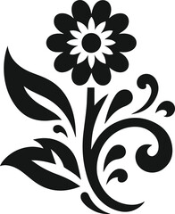 neat and clean perfect flowers and leaves vector silhouette, vector flower vector leaf or flower elements for design 