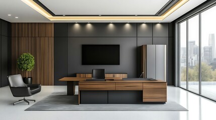 Modern Executive Office Design With City View
