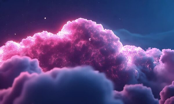 Glowing pink cloud formation, night sky, cosmic backdrop, digital art, website header