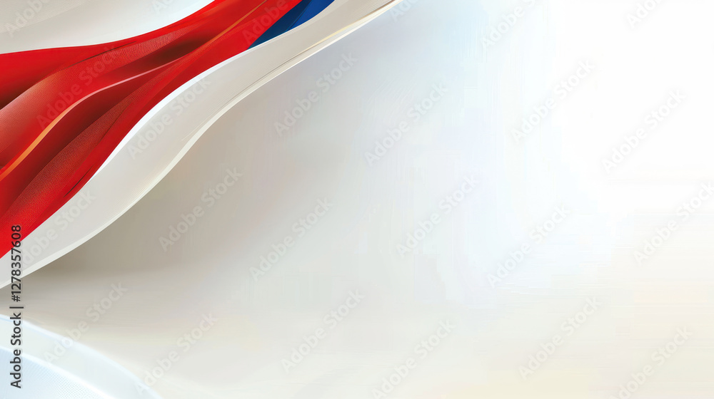 Aufkleber abstract flowing design with vibrant red and blue waves on a smooth white background for artistic an