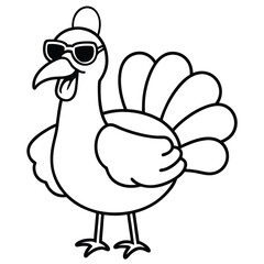 funny turkey cartoon wearing sunglass