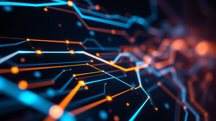 Abstract AI interface with holographic elements and glowing data lines  – Generative AI	