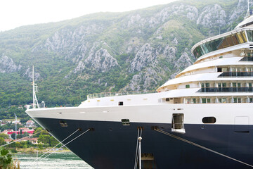 Kotor Bay seascape with luxury cruise ship