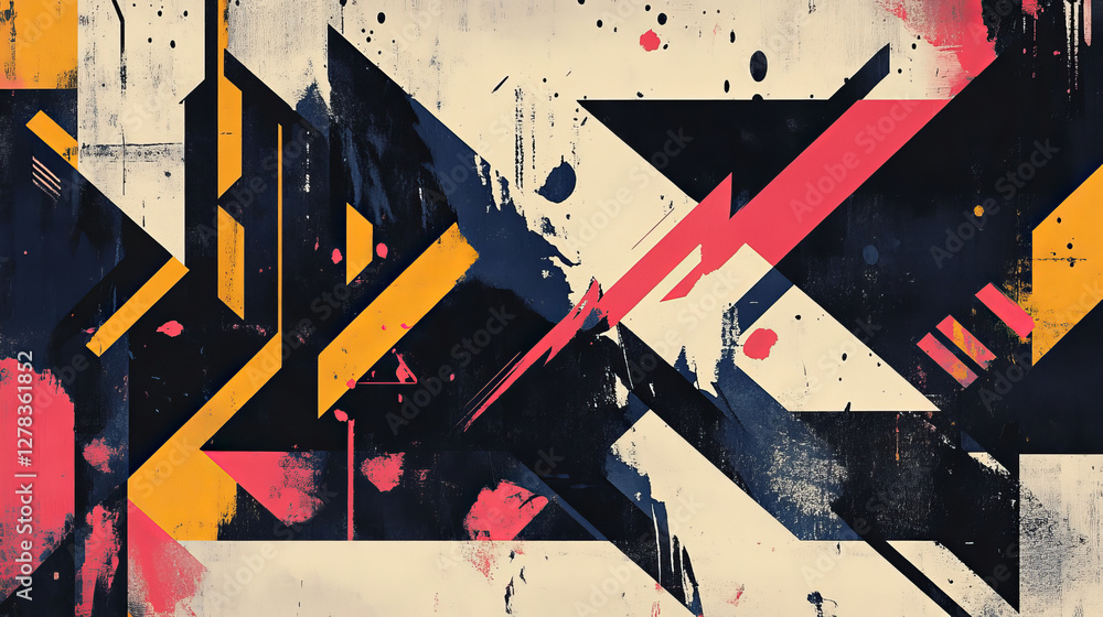 Poster poster design in retro y2k style with abstract psychedelic geometric shapes with sharp spike edges a