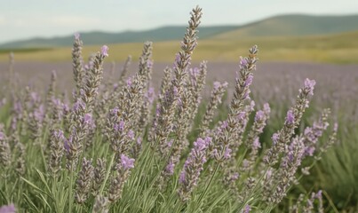 Fototapeta premium Purple Lavender Flowers in a Sunny Field