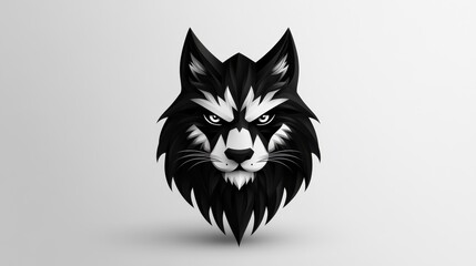 Wolverine head silhouette, black and white tribal style animal illustration, vector graphic wolverine.
