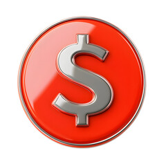 Obraz premium 3D Rendered Dollar Symbol Button on White Background