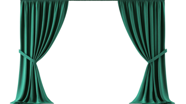green curtain isolated on white background