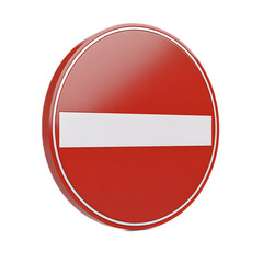3D Rendered No Entry Sign on White Background