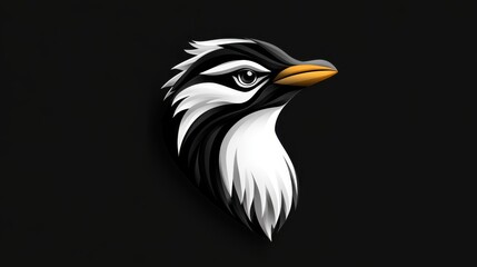 Fototapeta premium Penguin head silhouette, black and white tribal style animal illustration, vector graphic penguin.