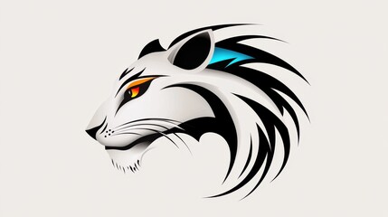Obraz premium Lioness head silhouette, black and white tribal style animal illustration, vector graphic lioness.