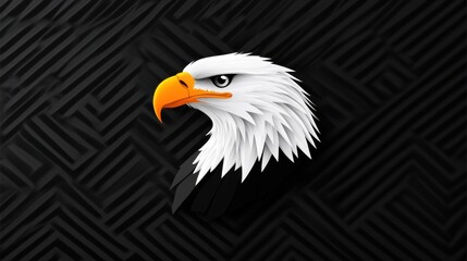 Fototapeta premium Eagle head silhouette, black and white tribal style animal illustration, vector graphic eagle.