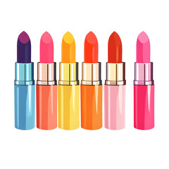 Flat design illustration of a set of colorful lipsticks in a row
