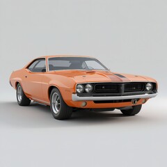 Classic Orange Muscle Car Vintage American Coupe Powerful Retro Automobile Design Powerful Engine Speed Fast Transportation Vehicle body    