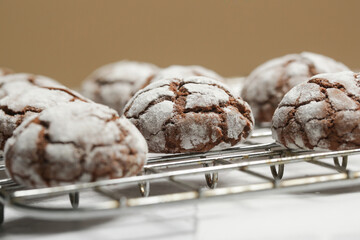 Rustic Cool Whip Chocolate Cookies with Powdered Sugar