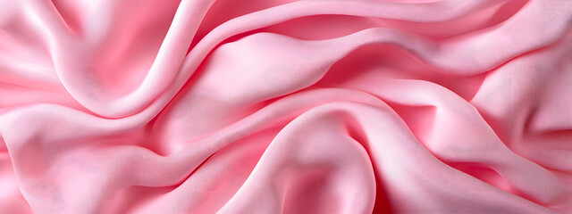 Fototapeta premium A close-up of the elegant curves and texture of light pink silk fabric 
