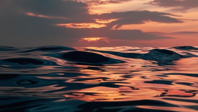 beautiful wave on sea when sunset time, it glitch filter, suitable for background, desktop
