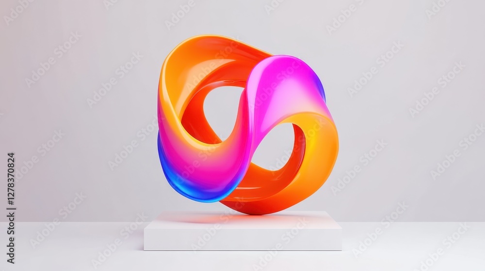 Poster Dynamic 3D clay network symbol with a fluid, interconnected design.