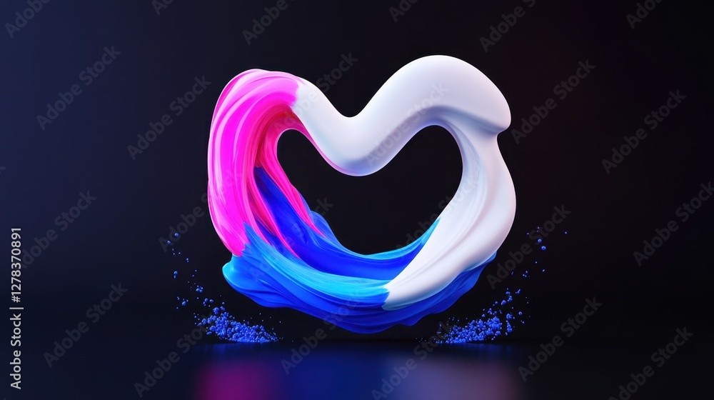 Poster dynamic 3d clay network symbol with a fluid, interconnected design.