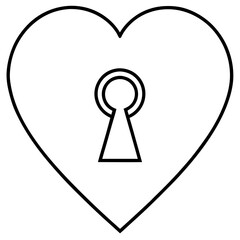 Heart Lock Line Art for Romance Themes