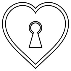 Heart Lock Line Art for Romance Themes