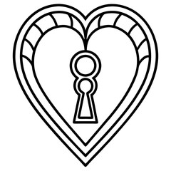 Heart Lock Line Art for Romance Themes