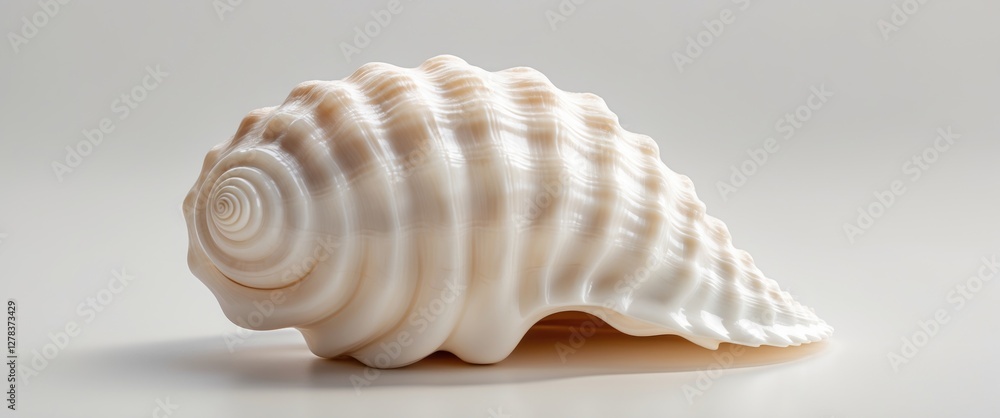 Poster elegant white sea shell on a clean background showcasing smooth curves and textures perfect for mari