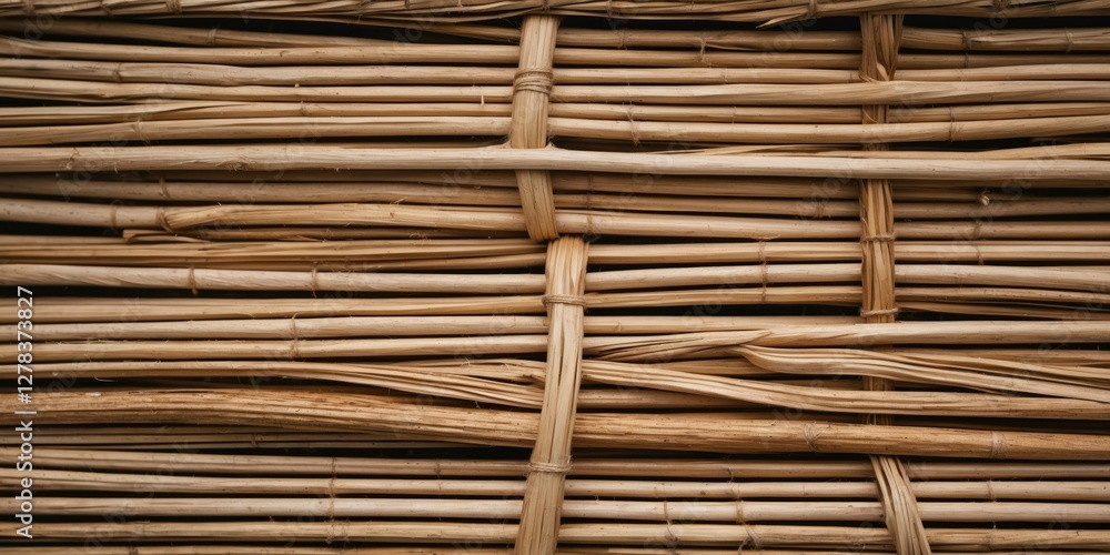 Poster wicker straw texture background closeup natural fibers horizontal image with blank space for text ov