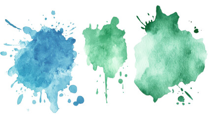 green blue watercolor splash drop sisolated on whitebackground