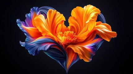 Obraz premium Whimsical yellow floral swirls blending into a luminous heart.