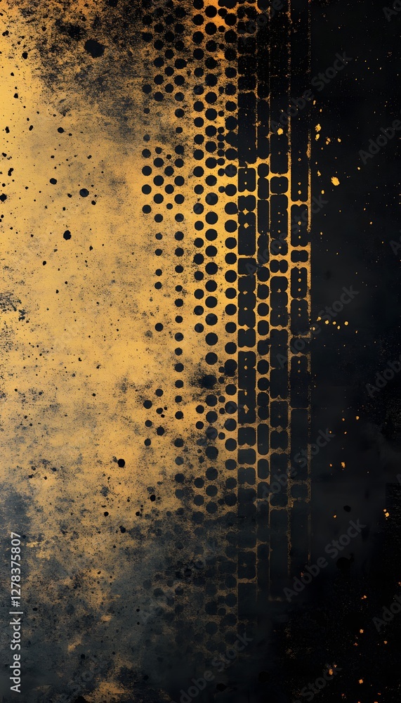 Poster abstract background with black dots and rectangular grid pattern