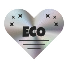 Silver holographic sticker with the inscription  ECO. Theme ecology. Vector. EPS10