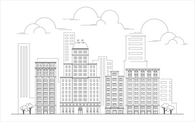 Naklejka premium Line buildings landscape design