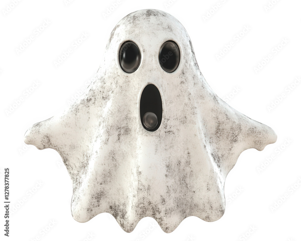 Poster comical ghost with surprised expression, evoking fun and whimsy. this playful character features cla