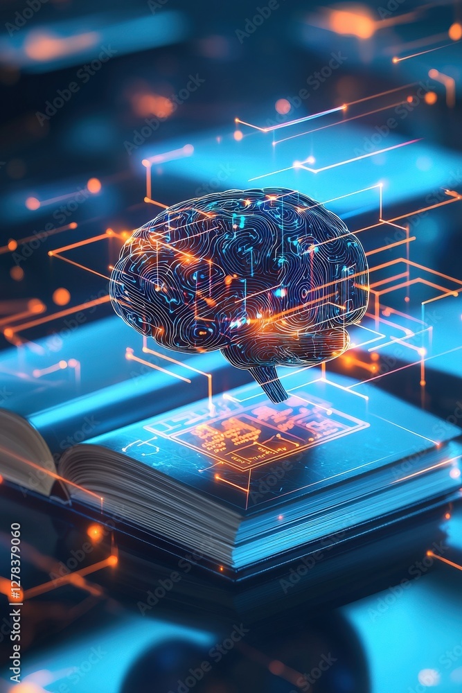Poster smart brain technology and learning concept design