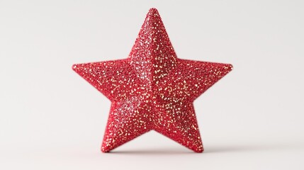 Obraz premium Festive red glitter star decoration indoor event home decor minimalist style close-up view holiday concept