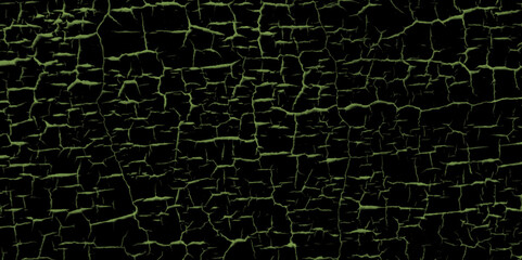 The cracks texture green and black. Vector background. Cracked earth. Structure of cracking. Colored abstract grunge cracked or lightning texture or background. Abstract dark granite or stone bg. 