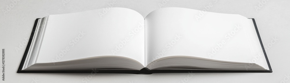Aufkleber open blank book on a white background ready for writing or drawing with clean and empty pages for cr