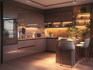 modern kitchen interior with kitchen