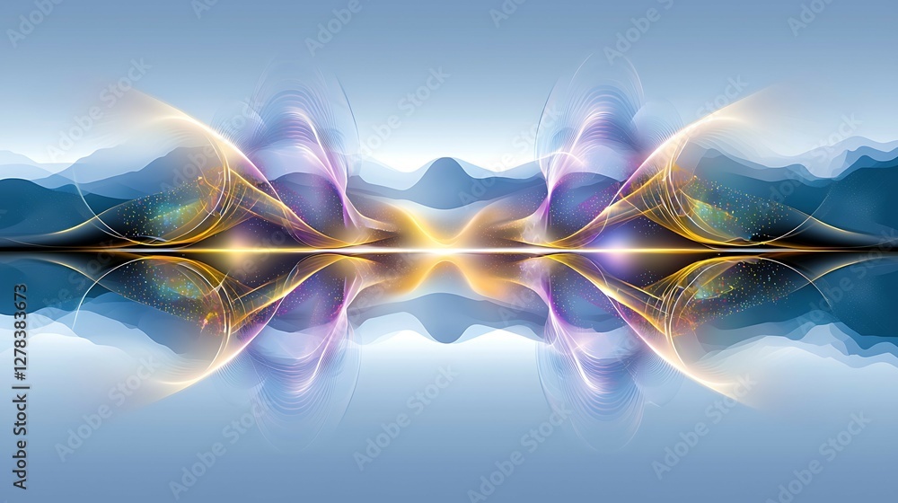 Aufkleber abstract digital artwork featuring vibrant colors and flowing shapes, creating a sense of depth and 